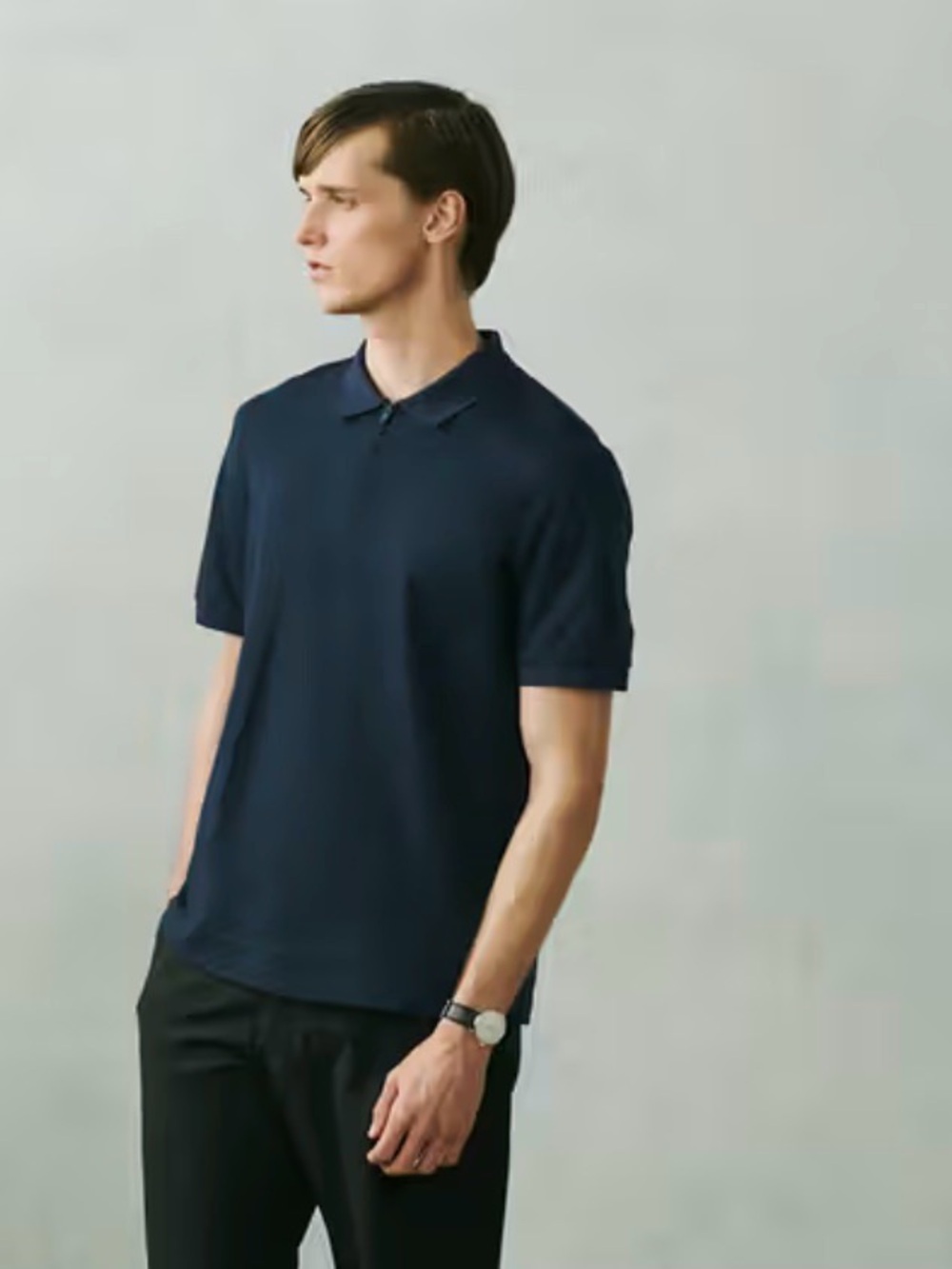Men's black Uniqlo theory collab cotton collar polo Short-Sleeve size small